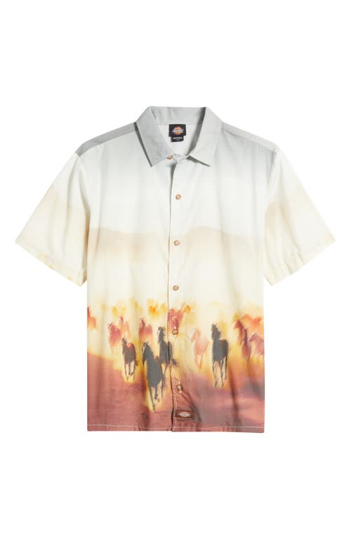 Dickies Running Wild Print Short Sleeve Cotton Button-up Shirt