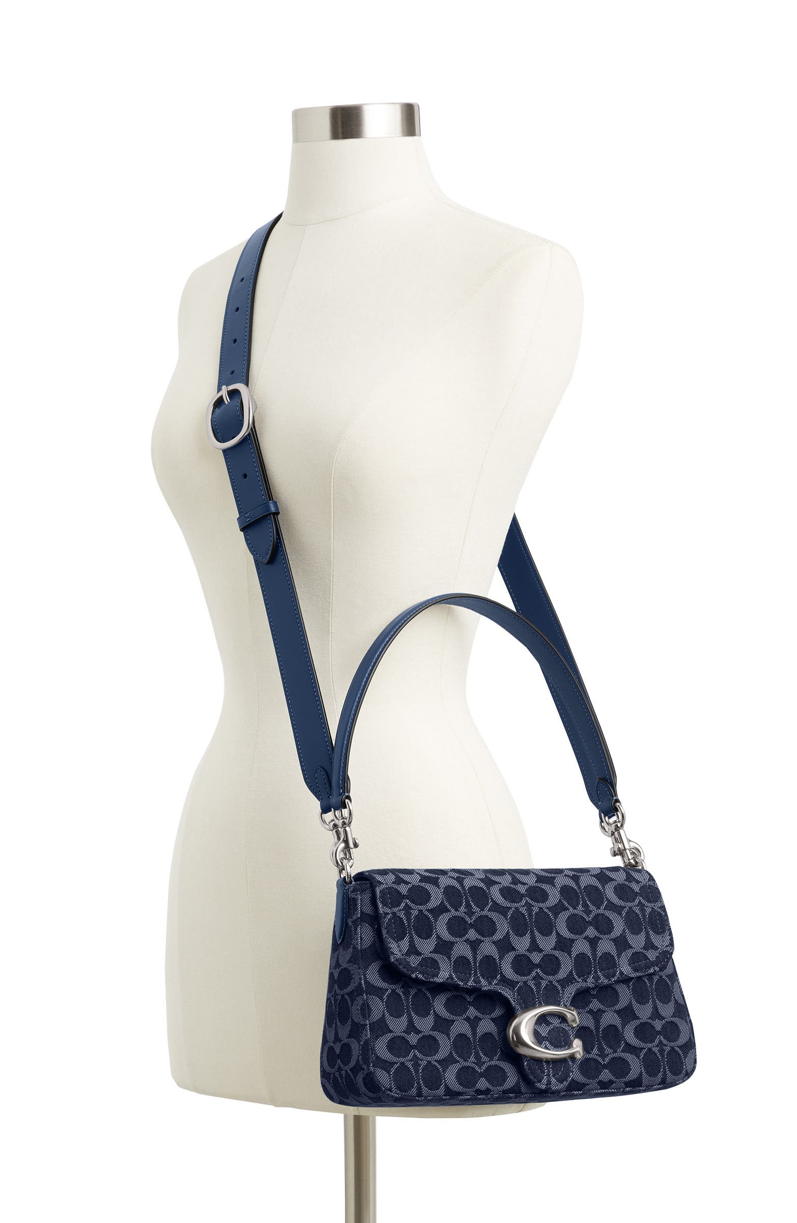 COACH Tabby Soft Signature Washed Denim Shoulder Bag, Alternate, color, 