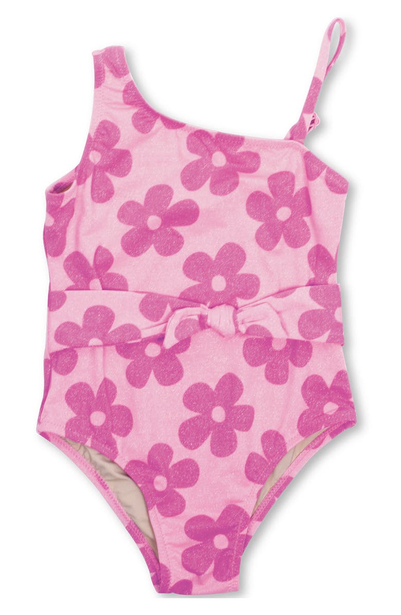 Shade Critters Kids' Retro Floral One-Shoulder One-Piece Swimsuit, Main, color, 