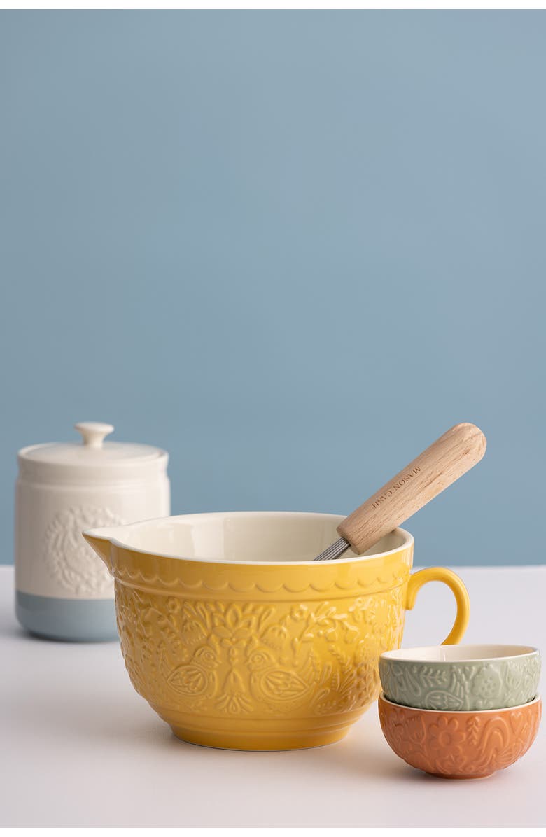 MASON CASH Home to Roost Mini Bowl Set, 4 Ceramic Prep Bowls with Hen and Cockerel Designs, Alternate, color, 