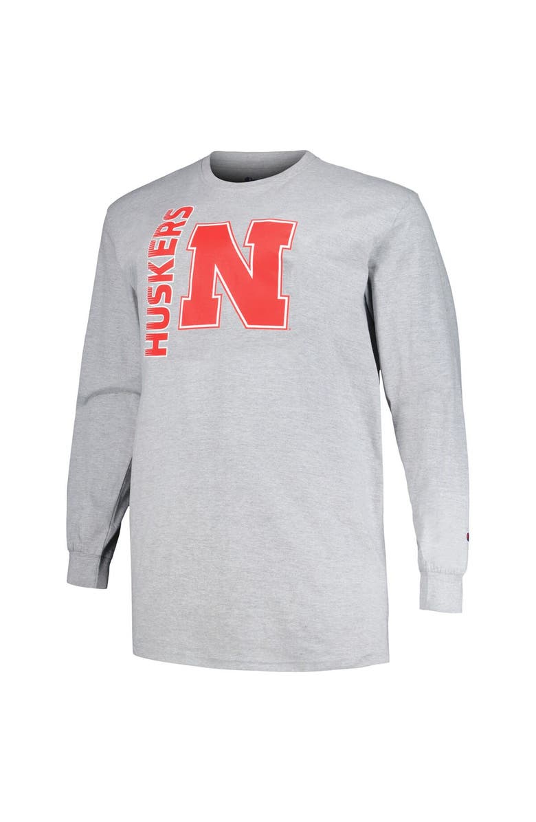 Champion Men's Champion Heather Gray Nebraska Huskers Big & Tall Mascot Long Sleeve T-Shirt, Alternate, color, 