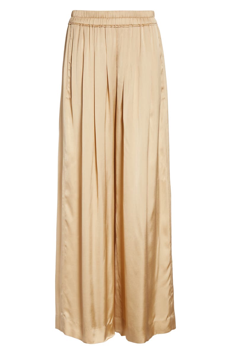 Isabel Marant Nolia Gathered Satin Wide Leg Pants, Alternate, color, Beige