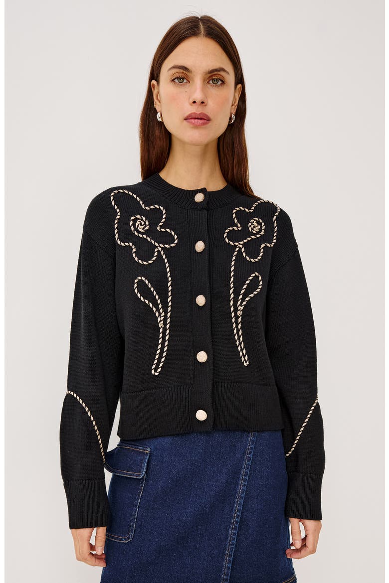 Sybil Embroidered Cotton Cardigan, Alternate, color, WESTERN FLORAL