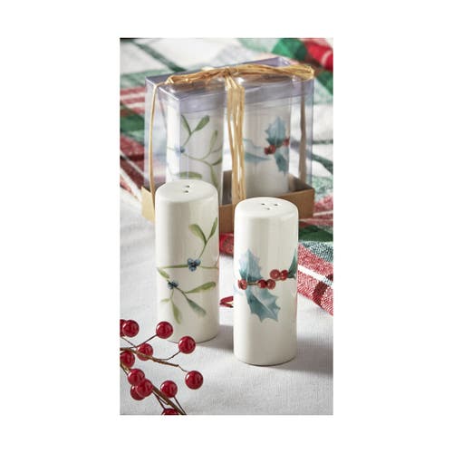 Tag Winter Sprig Ceramic Salt And Pepper Shakers Set Of Two In White