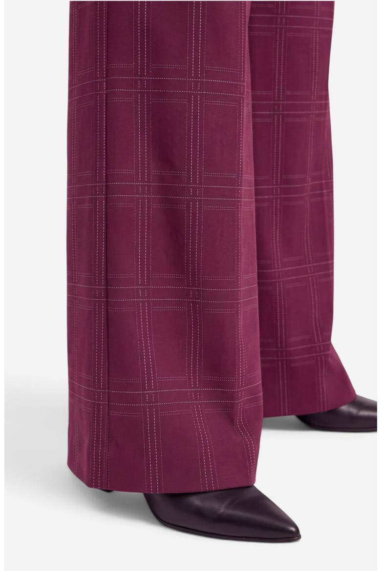 Kelsey Plaid Mid Rise Wide Leg Trousers, Alternate, color, BURGUNDY MLT