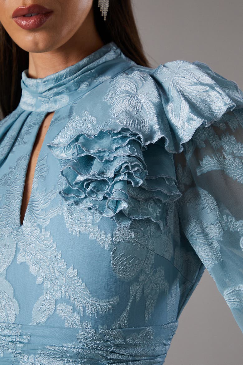 Jacquard Tiered Maxi Dress, Alternate, color, Ice Blue