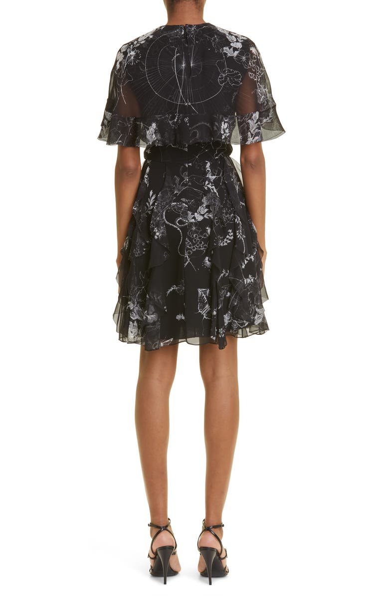 Jason Wu Collection Floral Cape Sleeve Silk Chiffon Dress, Alternate, color, 