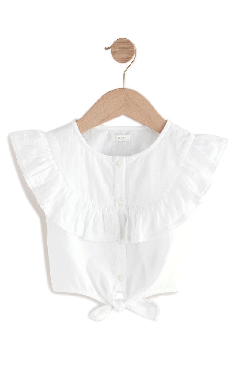 NEXT Kids' Cotton Ruffled Tie Front Top, Main, color, White