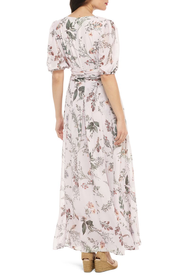 Phoebe Floral Puff Sleeve Chiffon Maxi Dress, Alternate, color, BLUSH