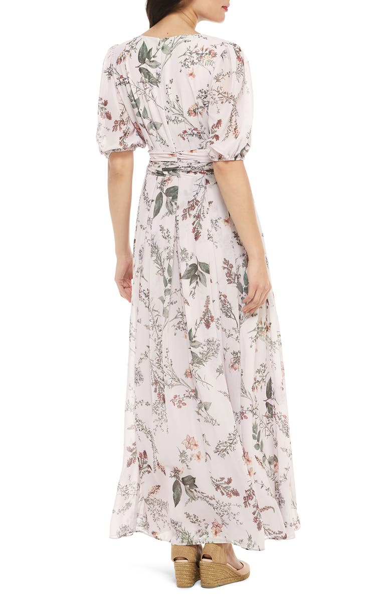 Gal Meets Glam Collection Phoebe Floral Puff Sleeve Chiffon Maxi Dress, Alternate, color,