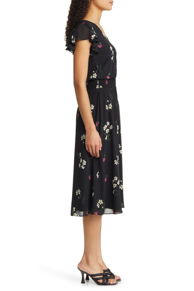 Flutter Sleeve Ruffle Dress, Alternate, color, RICH BLACK