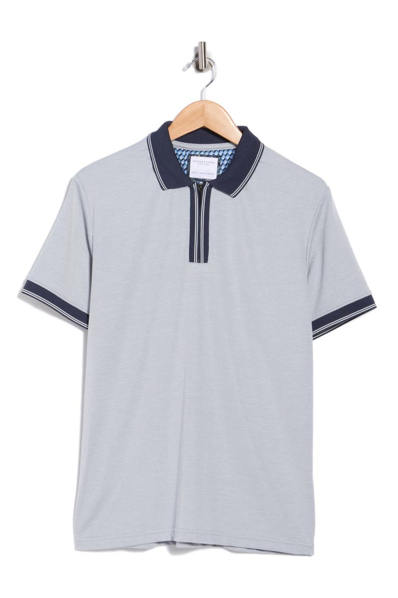 Stripe Quarter Zip Polo, Alternate, color, BLUE