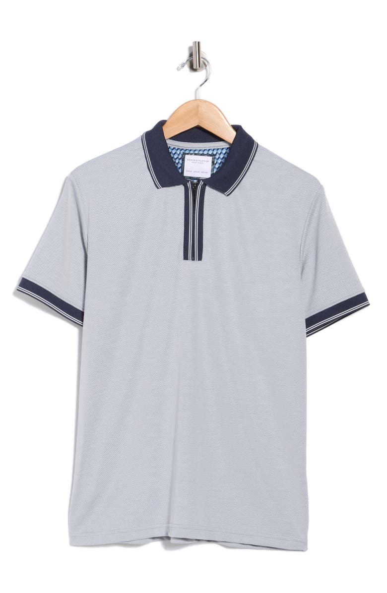 DENIM AND FLOWER Stripe Quarter Zip Polo, Alternate, color, Blue