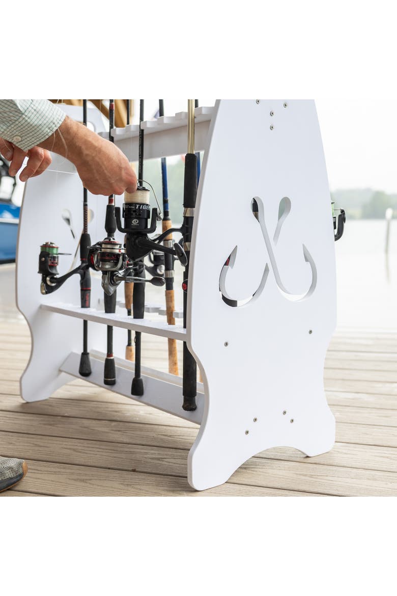 Marlin Fishing Rod Storage Stand - Holds up to 24 Rods, Alternate, color, White