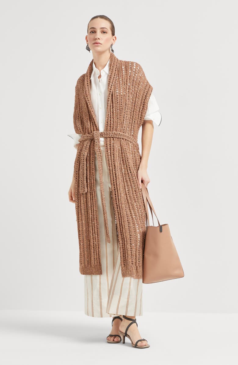 Brunello Cucinelli Dazzling long cardigan, Alternate, color, 