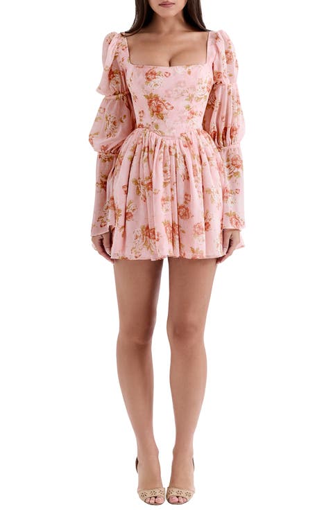 Sancia Floral Print Long Sleeve Minidress