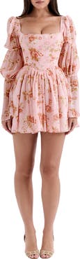 HOUSE OF CB Sancia Floral Print Long Sleeve Minidress