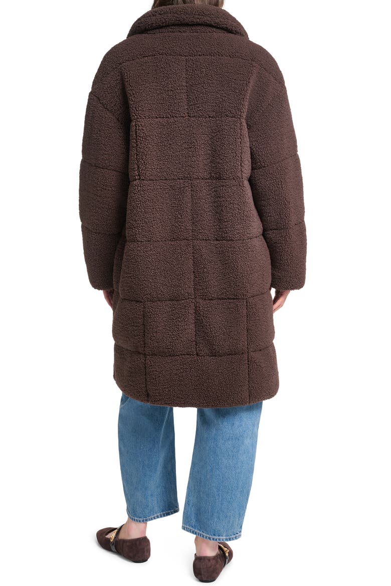 Quilted Fleece Long Teddy Coat, Alternate, color, JAVA