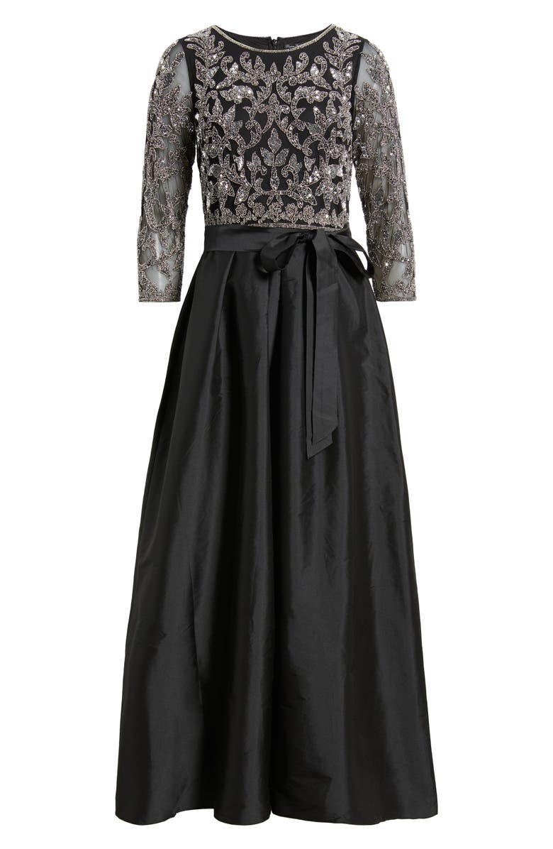 Pisarro Nights Sequin Bodice Gown, Alternate, color, Black/ Silver