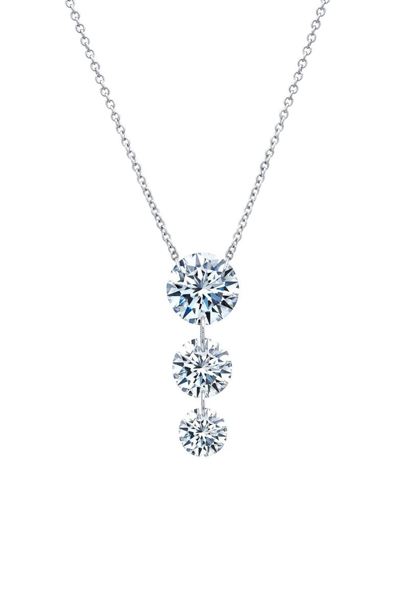 In Motion Frameless Past, Present Future Tense Pendant Necklace, Main, color, SILVER