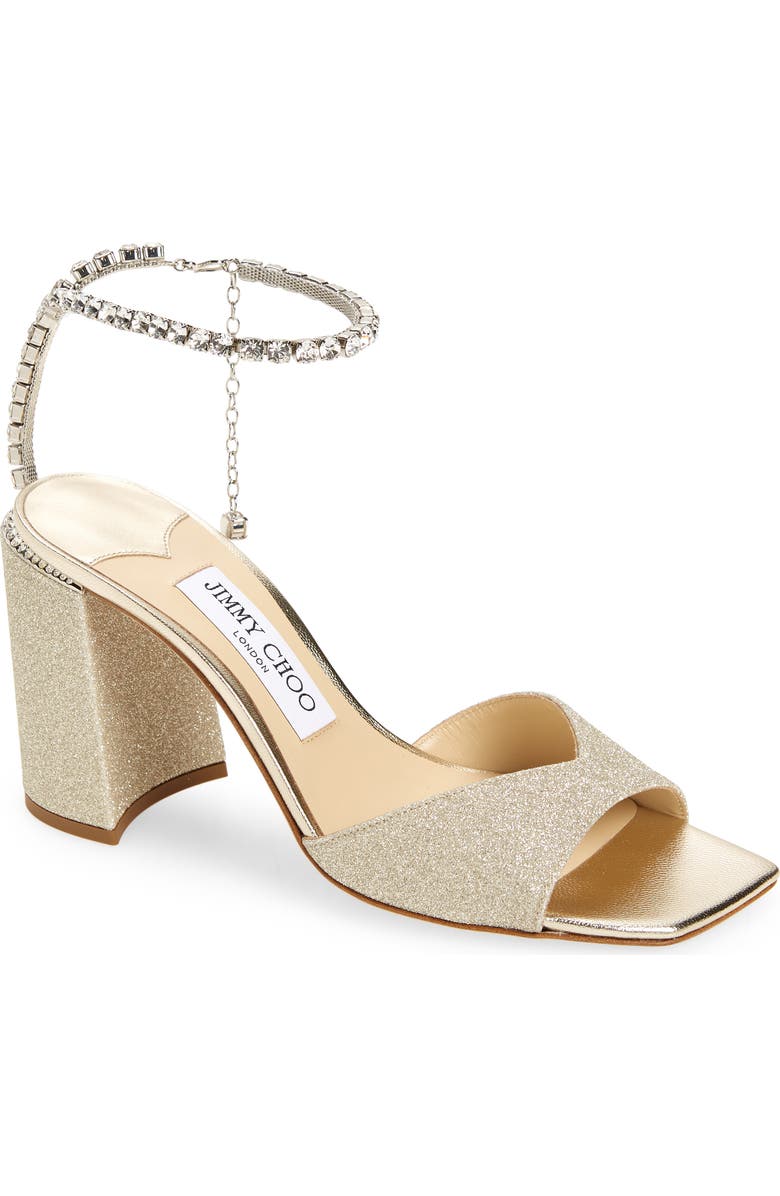 Jimmy Choo Saeda Crystal Ankle Strap Sandal, Main, color,