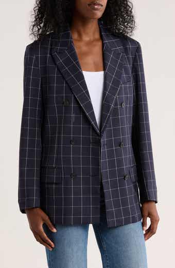 French Connection Windowpane Double Breasted Blazer