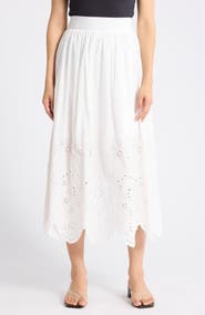 T Tahari Embroidered Eyelet Cotton Skirt