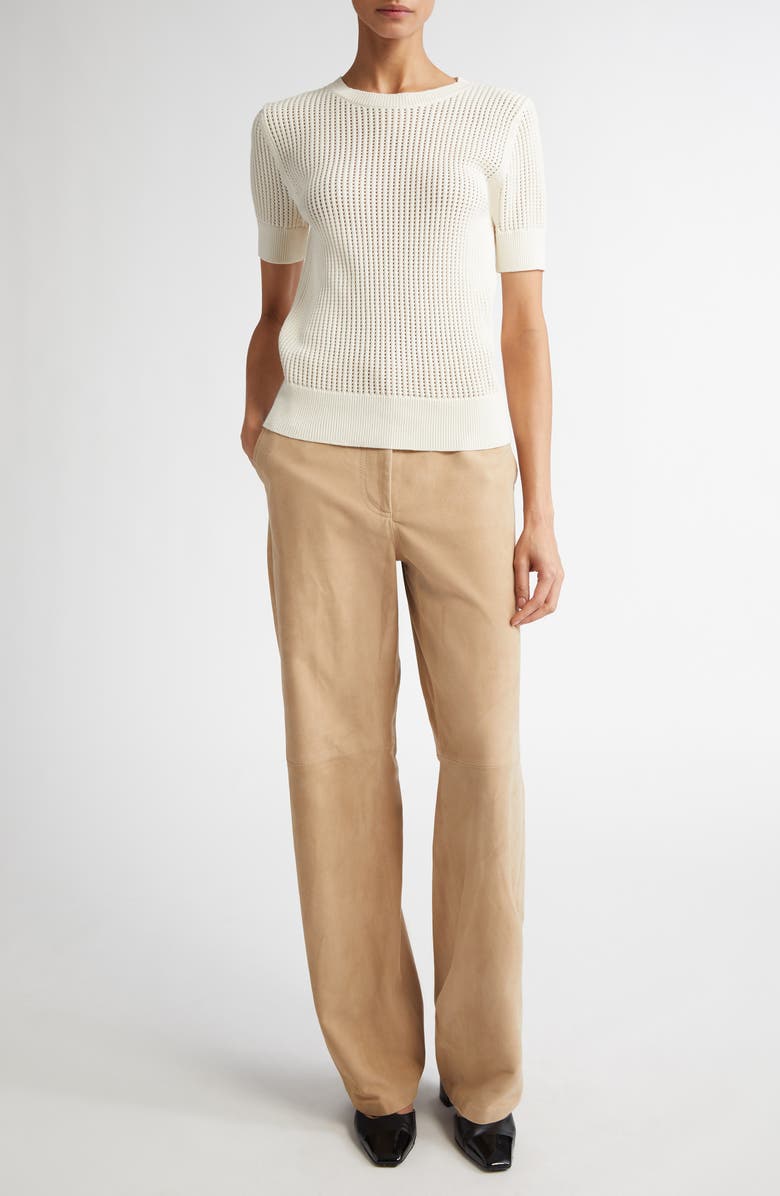 Max Mara Studio Ebbri Open Stitch Short Sleeve Sweater, Alternate, color, 