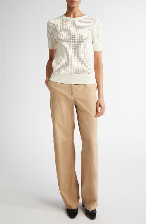 Max Mara Studio Ebbri Open Stitch Short Sleeve Sweater In White