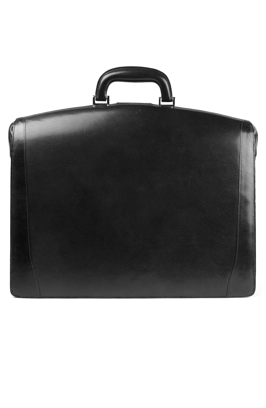 Triple Compartment Leather Briefcase, Alternate, color, BLACK