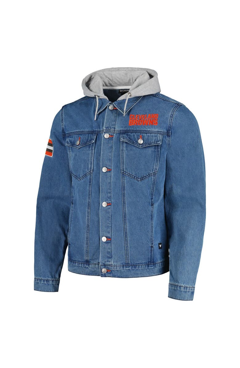 THE WILD COLLECTIVE Men's The Wild Collective Cleveland Browns Hooded Full-Button Denim Jacket, Alternate, color, 