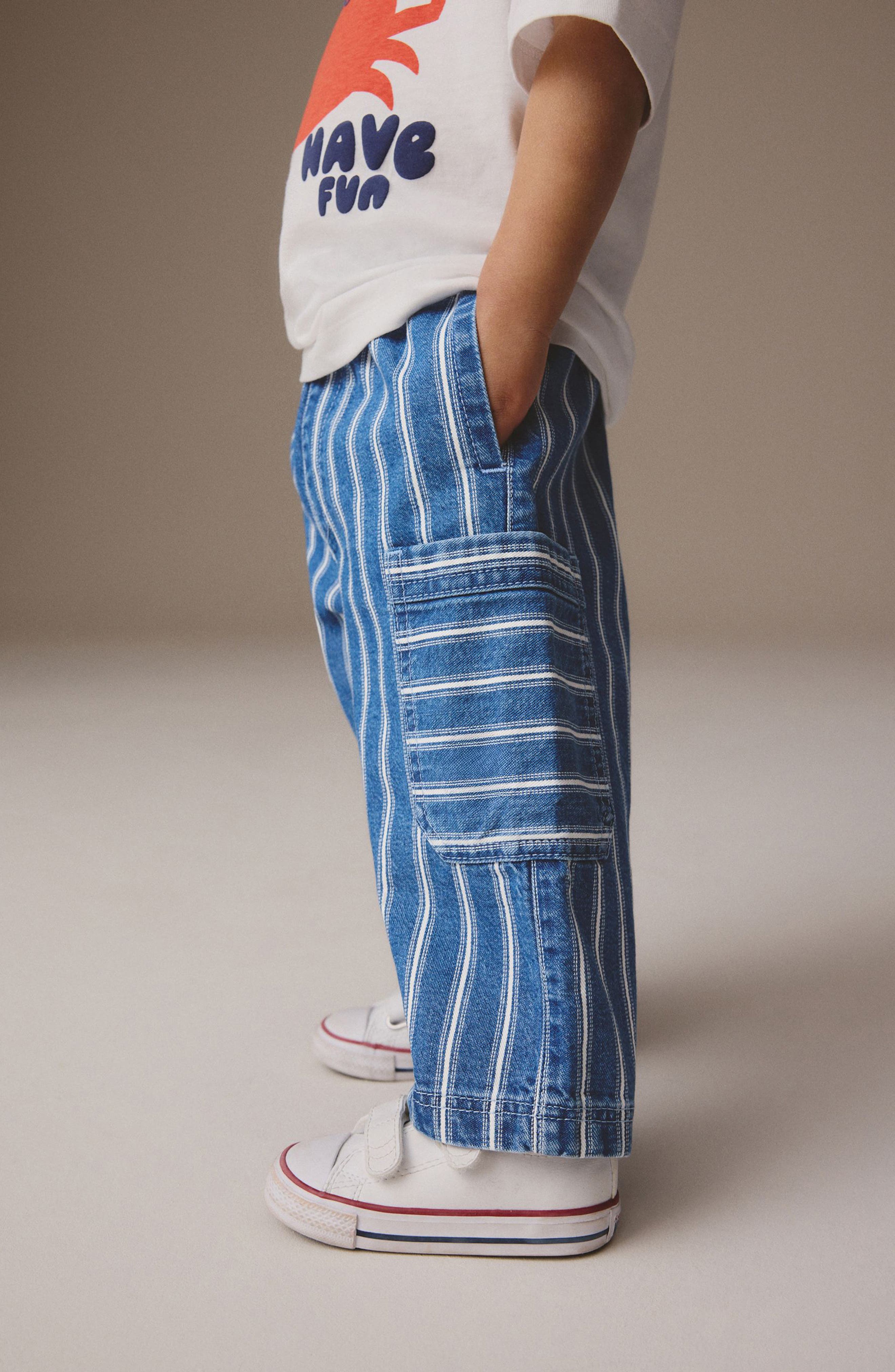 NEXT Kids' Stripe Wide Leg Cargo Jeans — фото 5