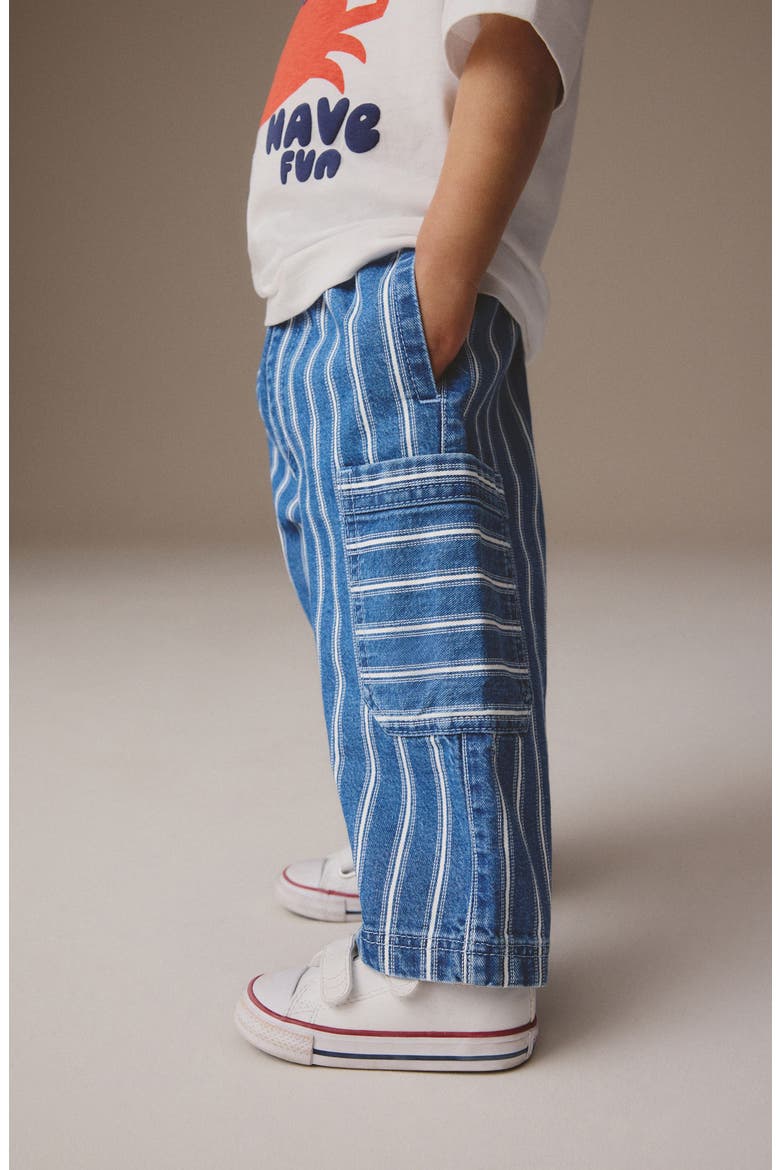 Kids' Stripe Wide Leg Cargo Jeans, Alternate, color, BLUE