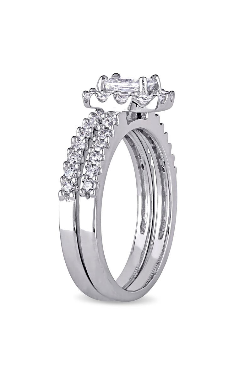 Julianna B. Diamond Radiant Halo Bridal Ring Set 14k, Alternate, color, 14K White Gold