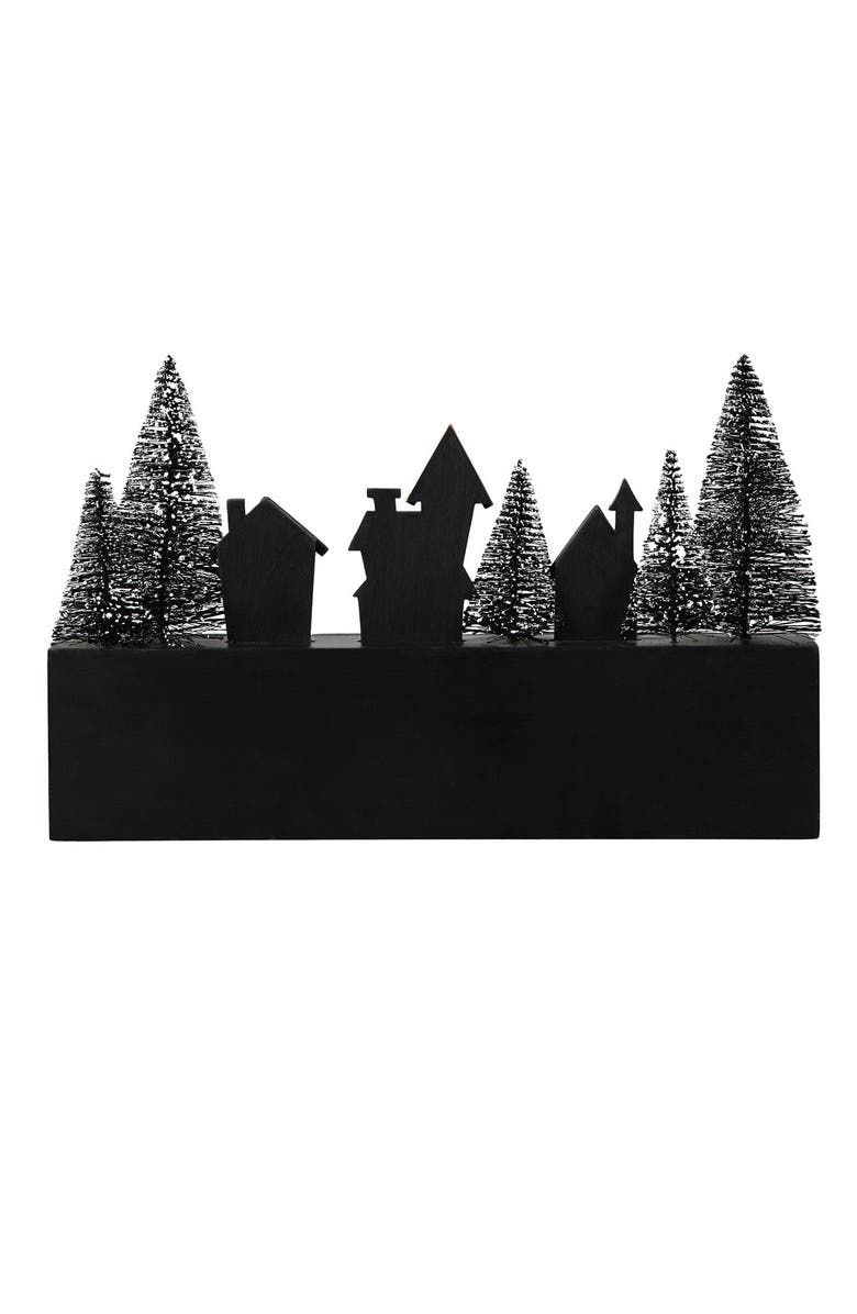 Glitzhome Halloween Wooden HALLOWEEN Haunted House Table Sign, Alternate, color, Black