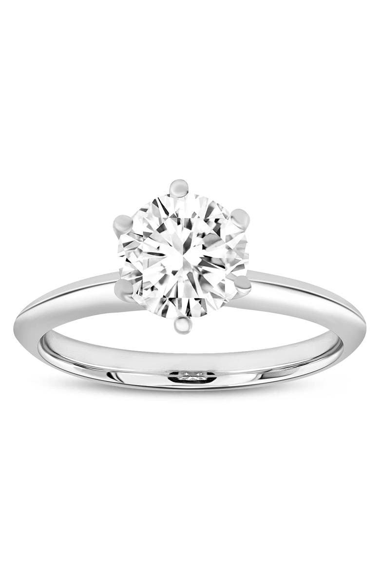 Anea 14K Gold Round Cut Lab Grown Solitaire Diamond Engagement Ring - 1 Ct, Main, color, 14K White Gold