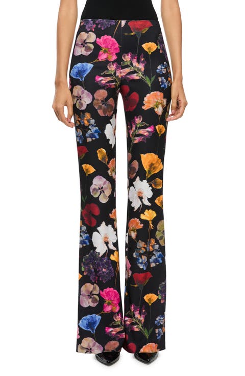 Floral High Waist Bootcut Pants