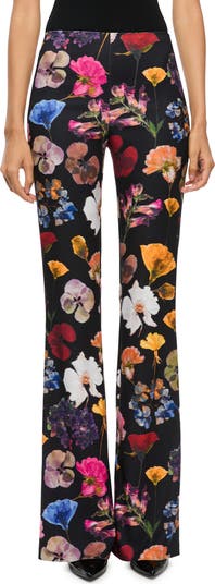 Alice + Olivia Floral High Waist Bootcut Pants | Nordstrom