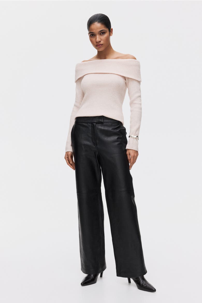 Rib-knit Off-the-shoulder Top, Alternate, color, Pale pink