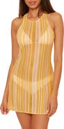 Becca Cabo Stripe Sheer Cover-Up Minidress