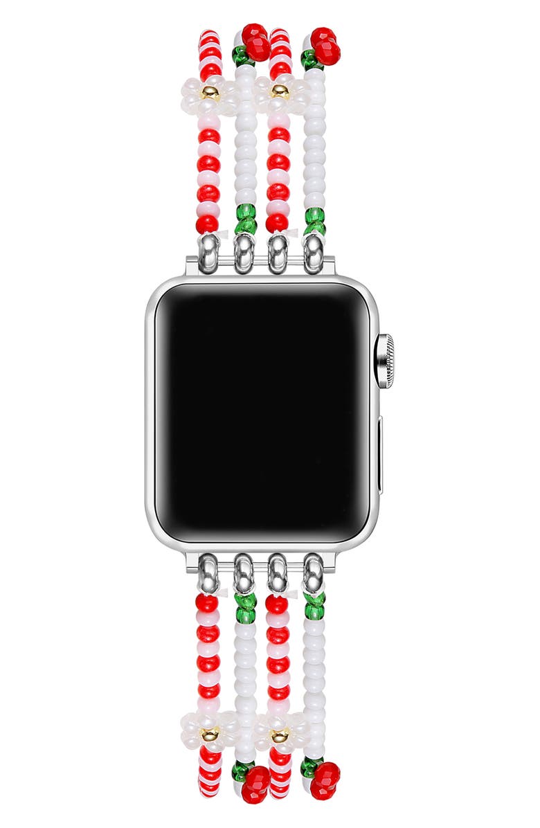 The Posh Tech Cherry Beaded Apple Watch<sup>®</sup> Watchband, Alternate, color, Cherry Floral