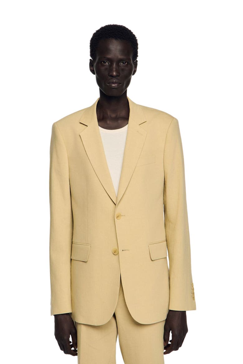 Classic linen suit jacket, Main, color, Sand