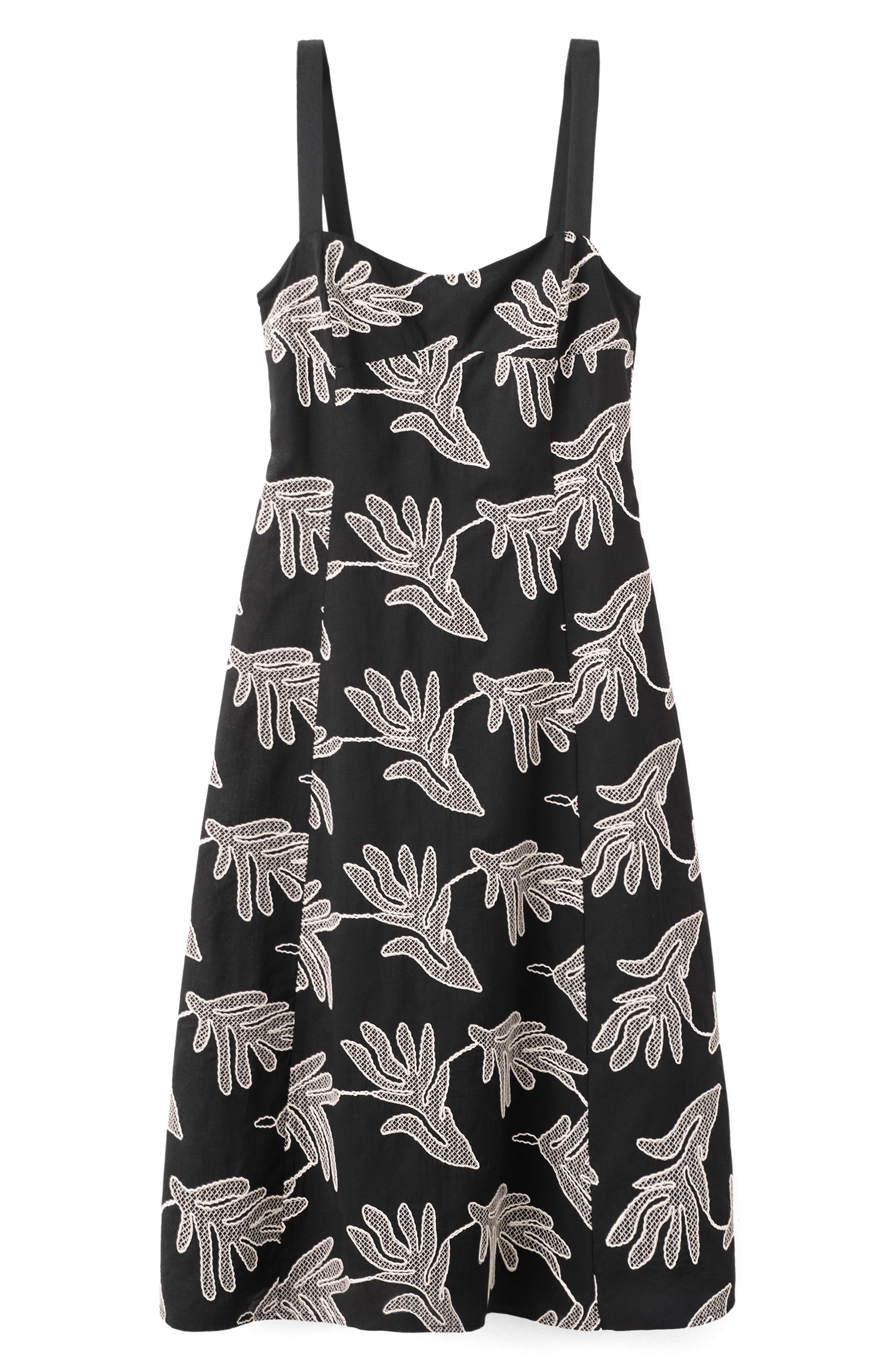 Embroidered A-Line Midi Dress