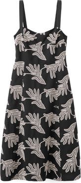 MANGO Embroidered A-Line Midi Dress