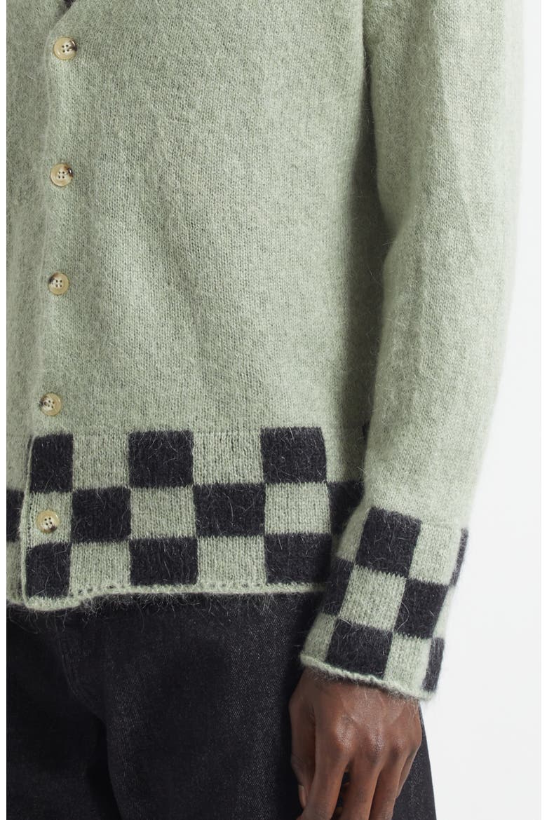 Chevy Mohair V-Neck Cardigan, Alternate, color, GREEN/ BLACK