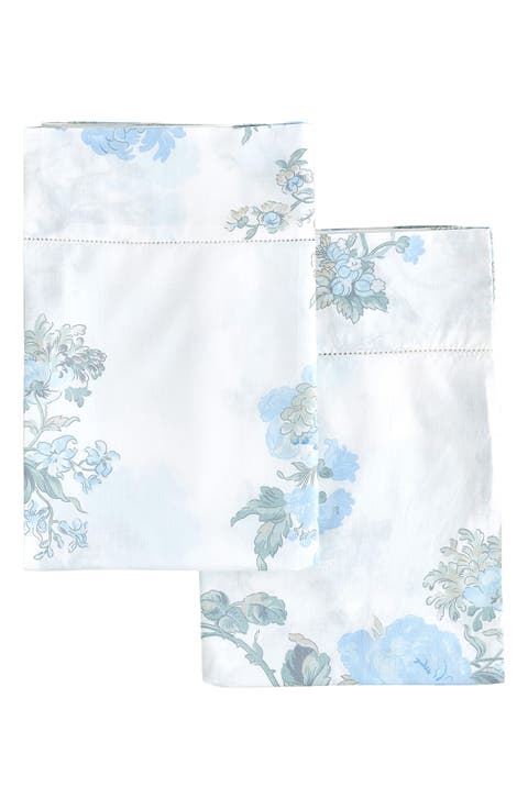 Set of 2 Rose Print Percale Cotton Pillowcase