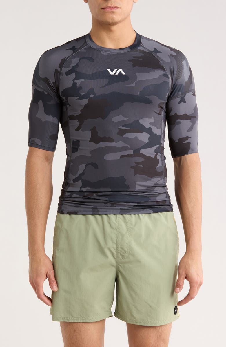 RVCA Camo Rashguard T-Shirt, Main, color, Black Camo