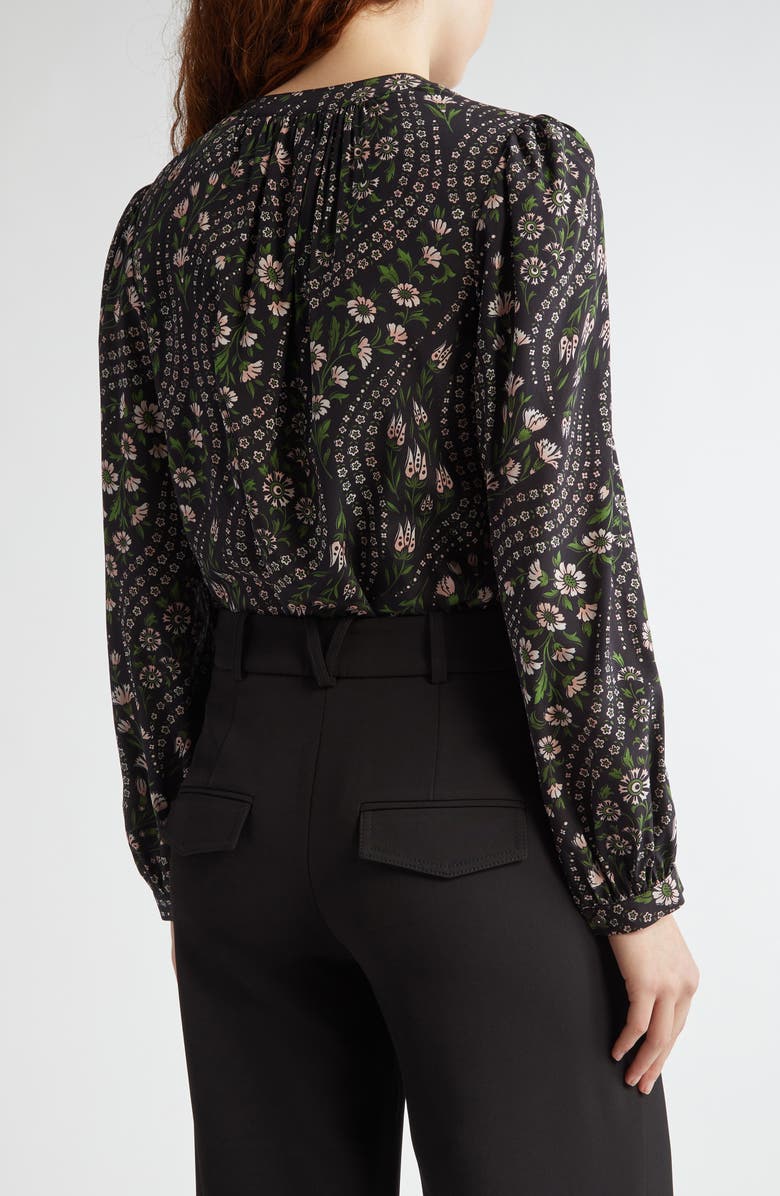 Veronica Beard Ashlynn Floral Stretch Silk Top, Alternate, color, Black Multi