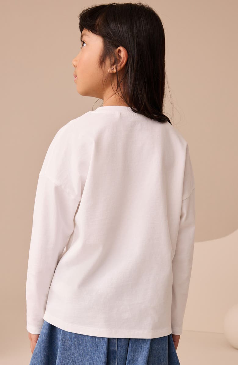 NEXT Kids' Unicorn Long Sleeve Cotton Graphic T-Shirt, Alternate, color, White