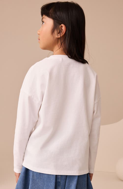 Next Kids' Unicorn Long Sleeve Cotton Graphic T-shirt In White